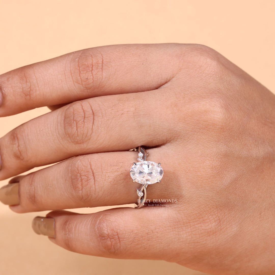 2.50CT-3.50CT Oval Cut E/VS1 Lab Grown Diamond Nature Inspired Engagement Ring