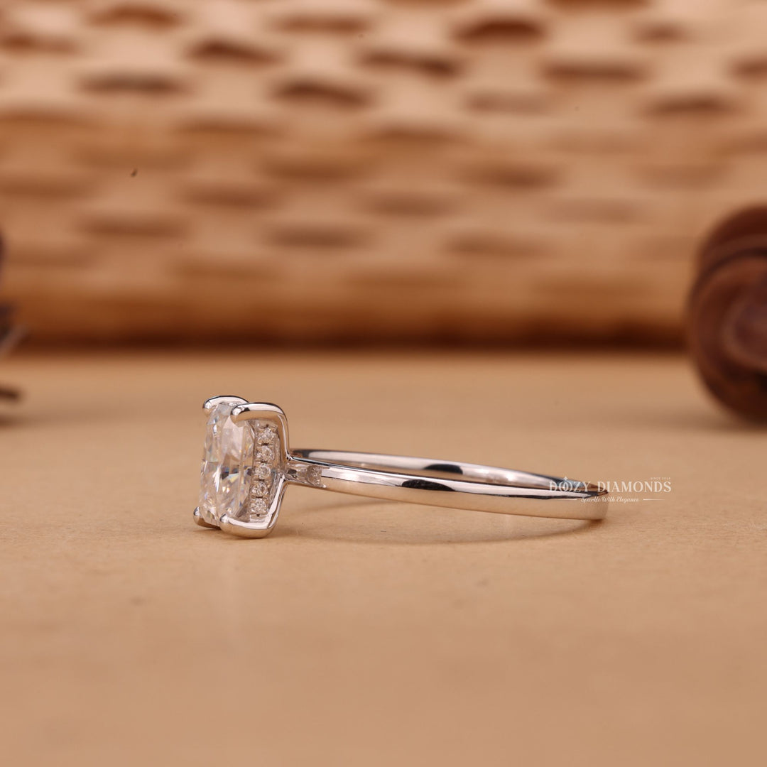 1.0CT-2.0CT Radiant Cut E/VS1 Lab Grown Diamond Hidden Halo Engagement Ring