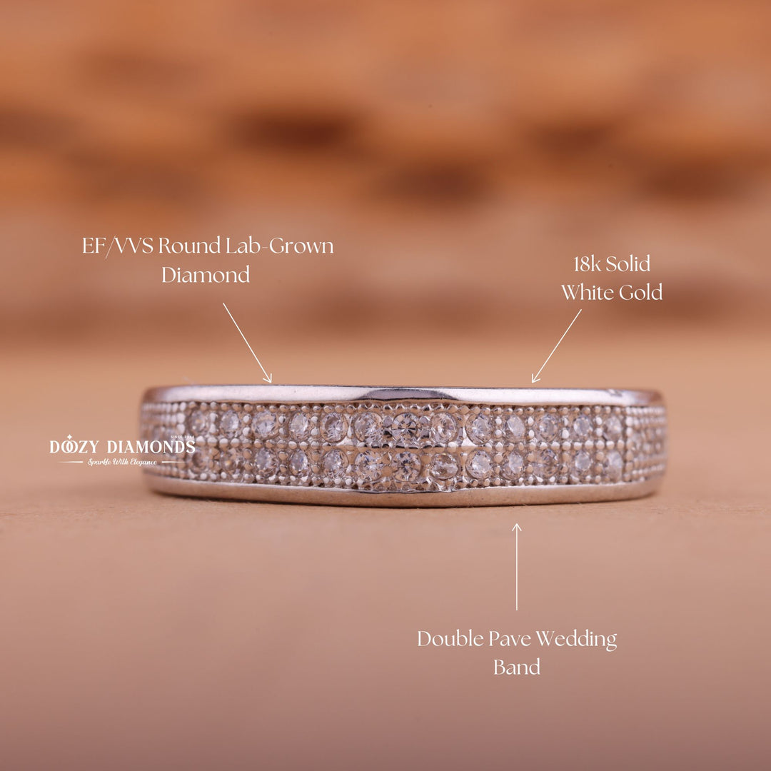 Round EF/VVS Diamond Double Row Lab Grown Wedding Band