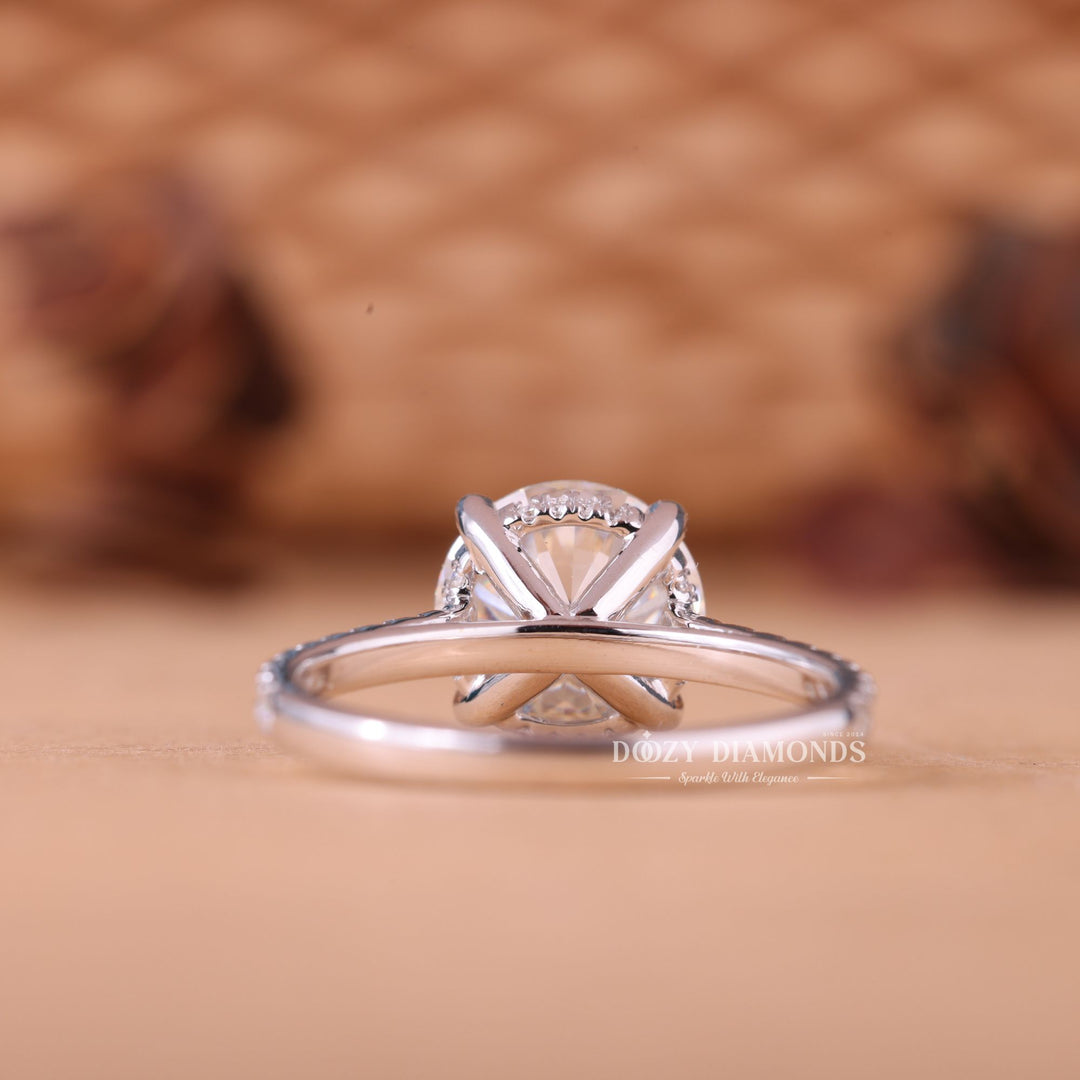 2.0CT-3.0CT Round F/VS1 Lab Grown Diamond Hidden Halo Engagement Ring