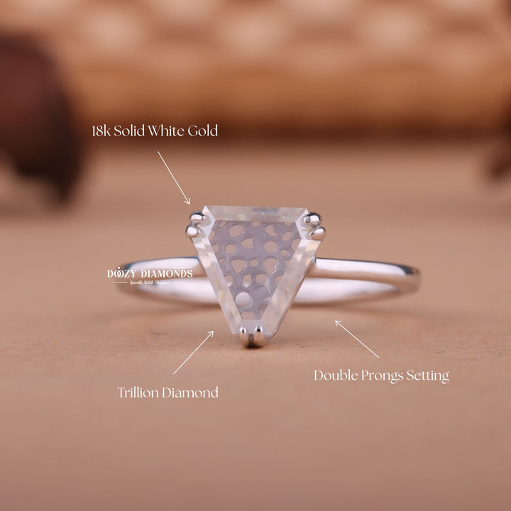 1.0CT-2.0CT Trillion F/VS1 Lab Created Diamond Solitaire Engagement Ring