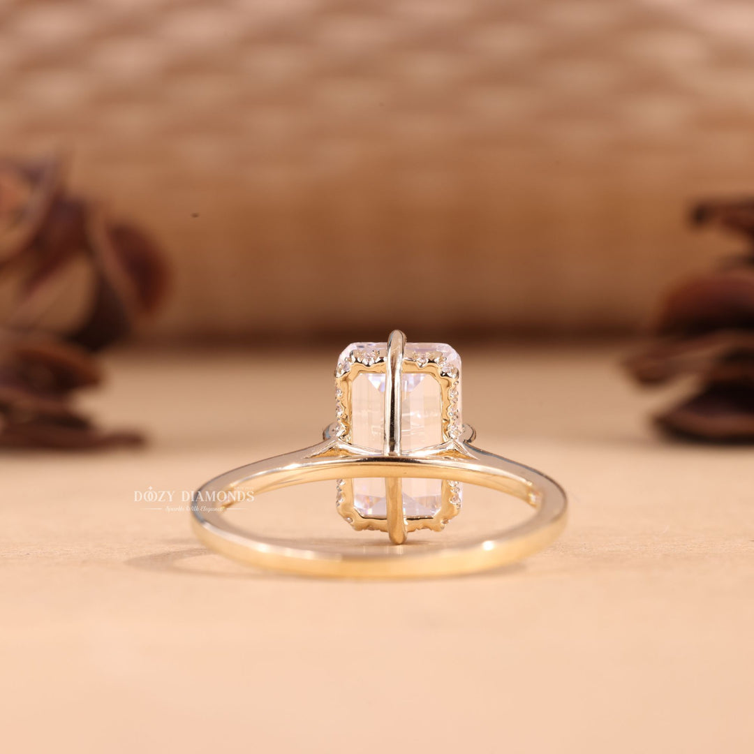 4.0CT-6.0CT Emerald Cut E/VS1 Lab Grown Diamond Hidden Halo Engagement Ring