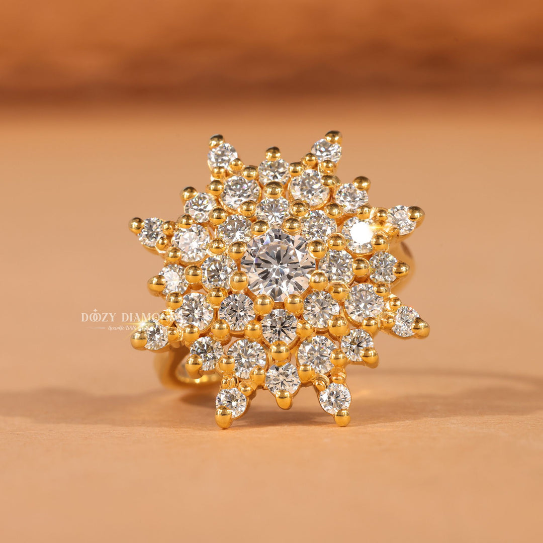 Round Cut Lab Grown E/VS2 Cluster Engagement Ring