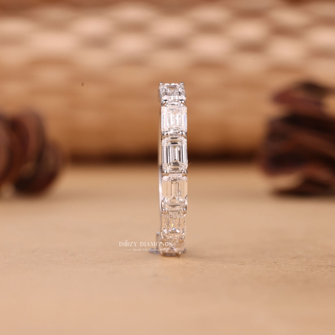 Emerald Cut Lab Grown Diamond EF/VVS Half Eternity Wedding Band