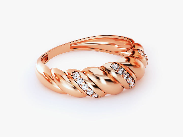 Pave Round Lab Diamond Croissant Ring For Women