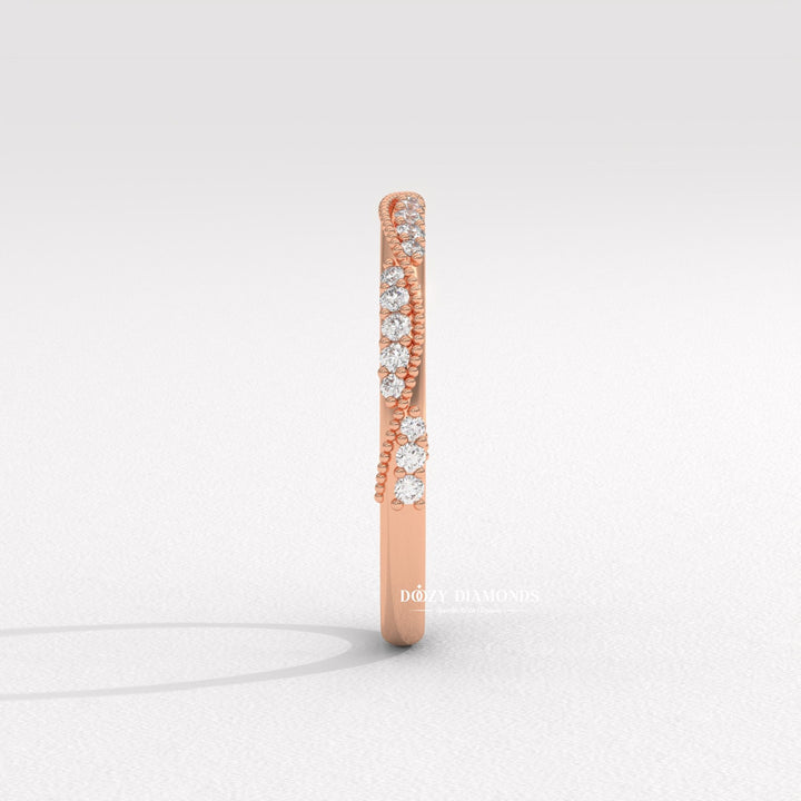 ellow gold antique ring
Rose gold vintage band
Stackable eternity ring
Retro style diamond band