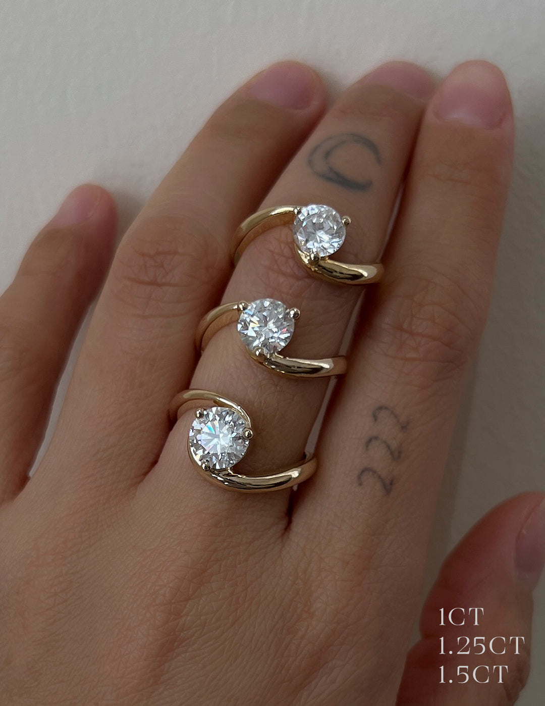 1.0CT Round E-VS Lab Grown Bypass Wedding Ring Set With Classic Band