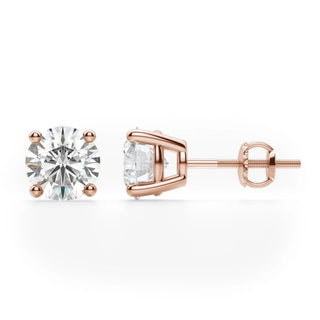 1ct Round Cut Moissanite Diamond Solitaire Stud Earrings