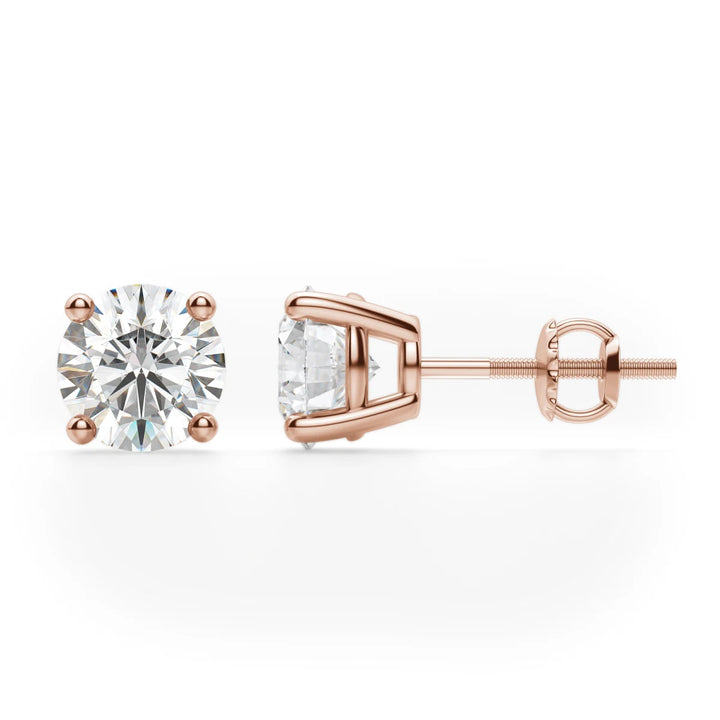 1ct Round Cut Moissanite Diamond Solitaire Stud Earrings