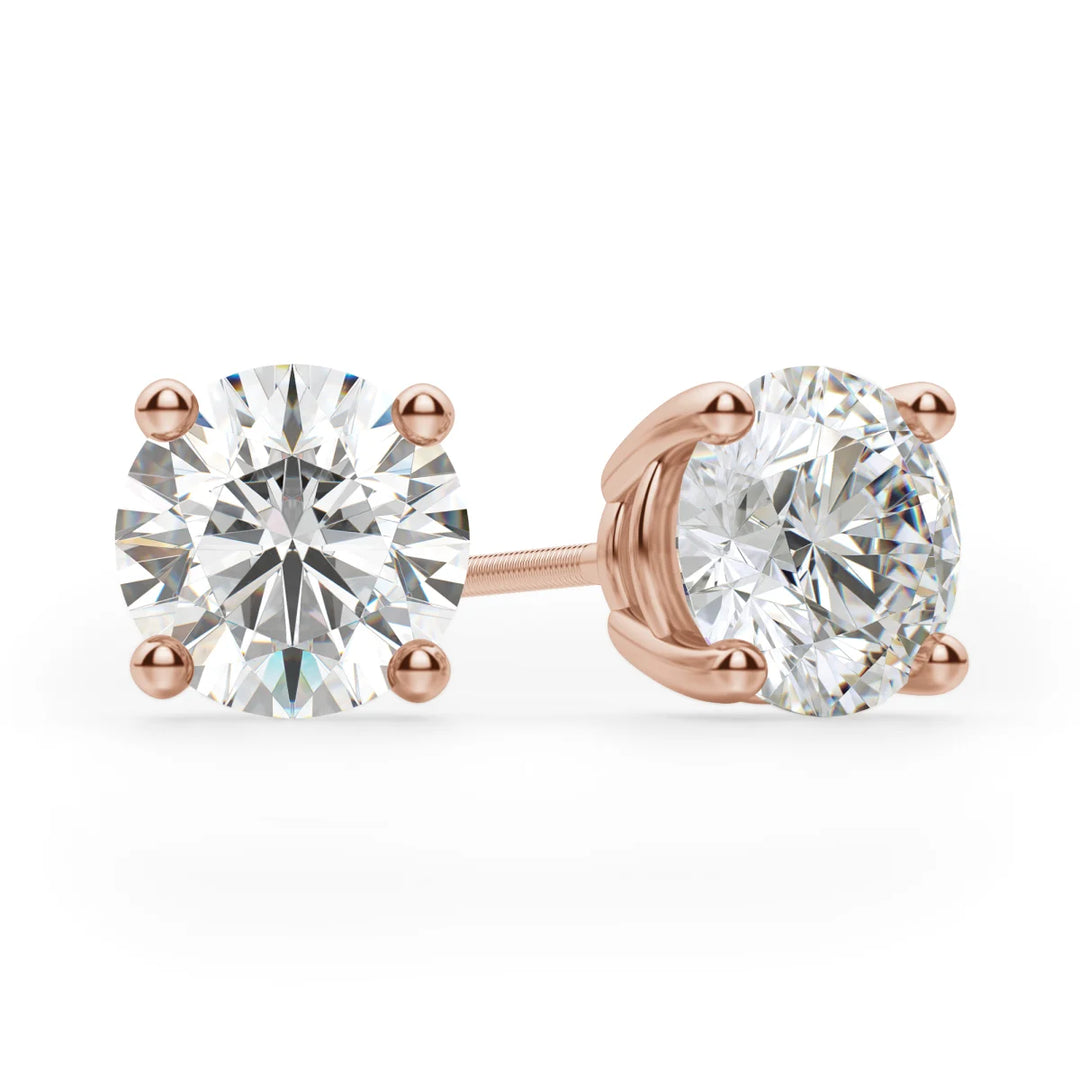 1ct Round Cut Moissanite Diamond Solitaire Stud Earrings