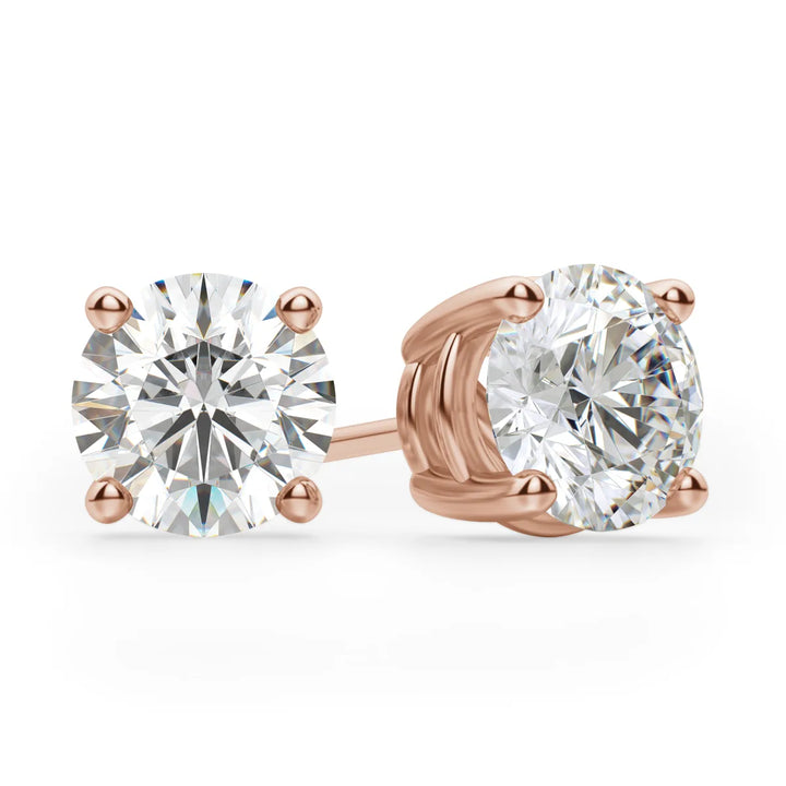 Round Cut Moissanite Diamond Solitaire Stud Earrings For Women