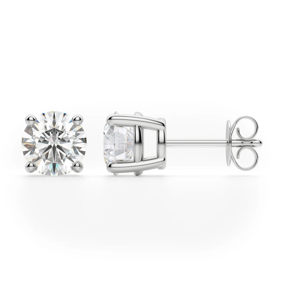 Round Cut Moissanite Diamond Solitaire Stud Earrings For Women