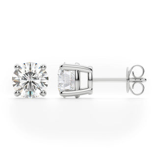 Round Cut Moissanite Diamond Solitaire Stud Earrings For Women