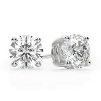 Round Cut Moissanite Diamond Solitaire Stud Earrings For Women