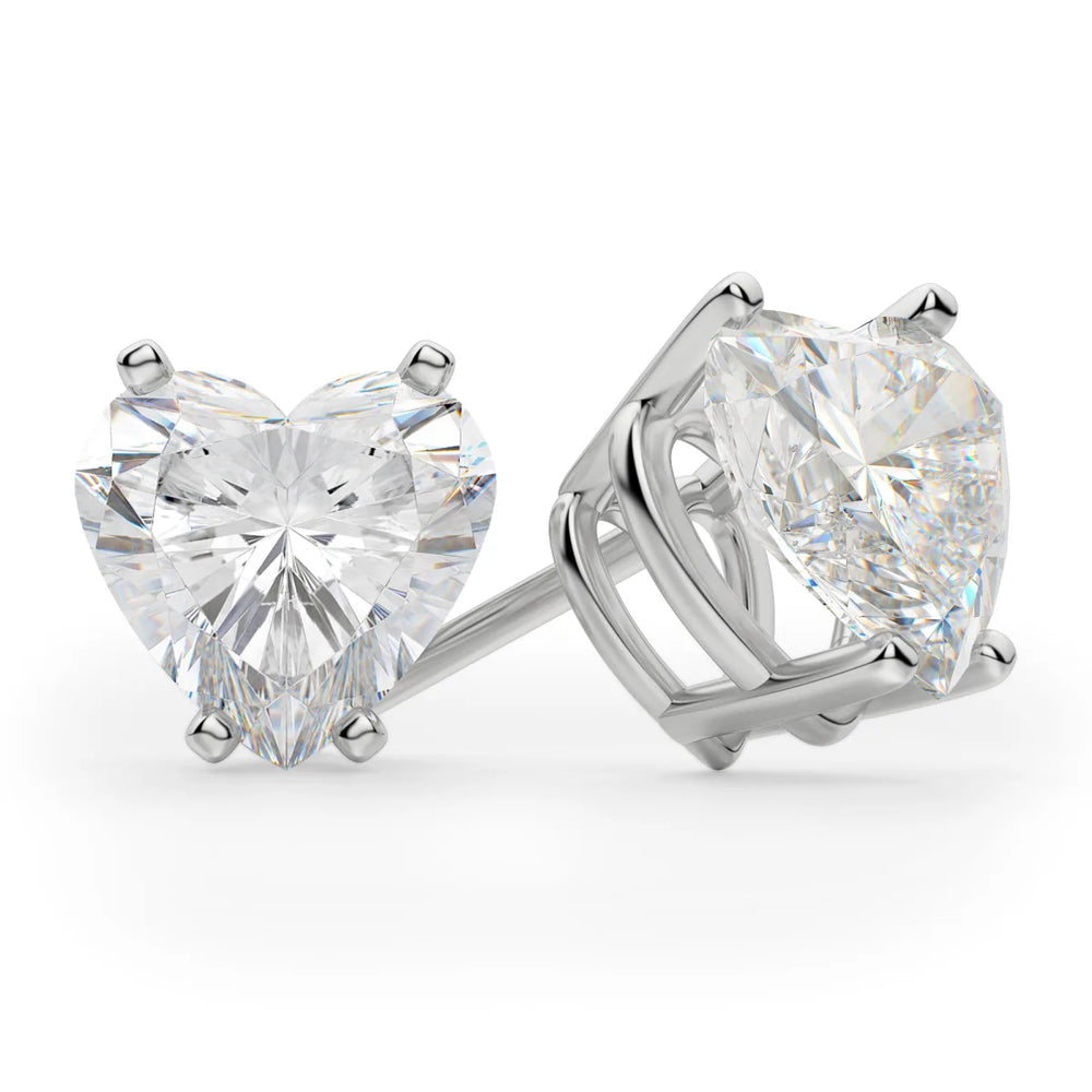 Heart Cut Moissanite Diamond Solitaire Stud Earrings For Women