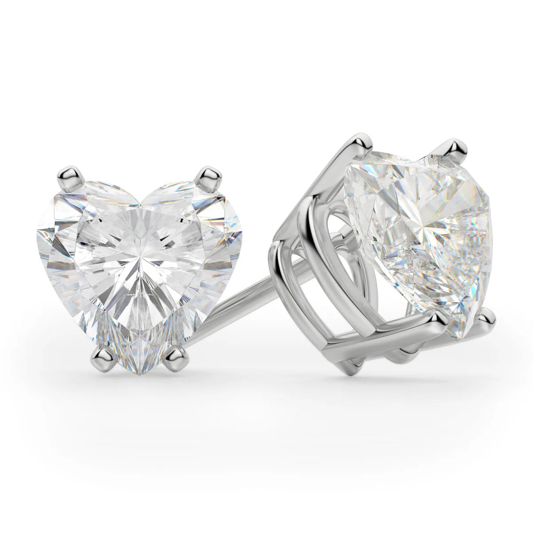 Heart Cut Moissanite Diamond Solitaire Stud Earrings For Women