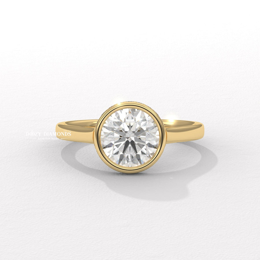 Bezel Set Engagement Ring
Hidden Halo Diamond Ring Lab
Lab Grown Round Bezel Ring
Bezel Setting Hidden Halo Ring