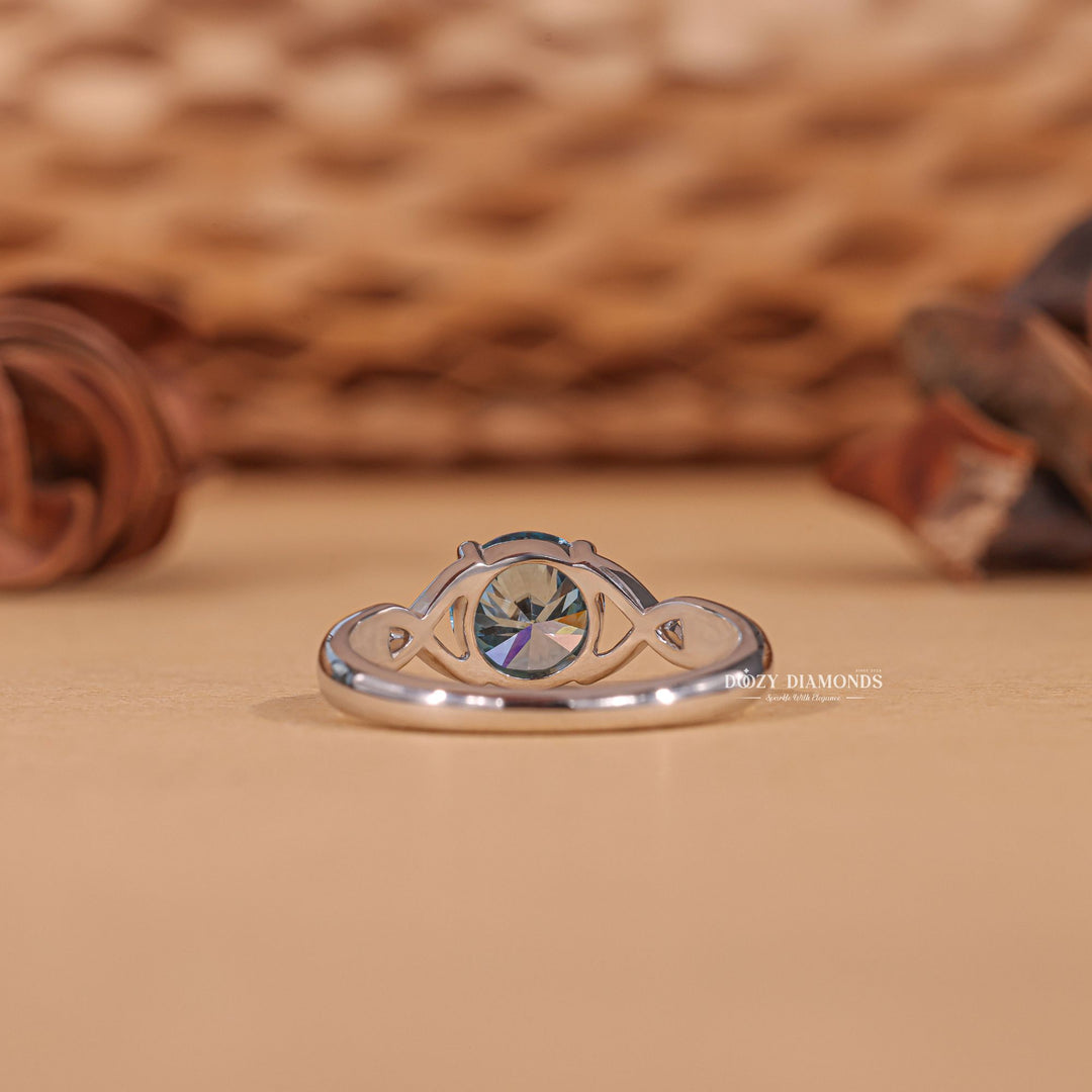 Round exclusive diamond engagement ring, Round engraved diamond engagement ring, Round affordable luxury diamond engagement ring,