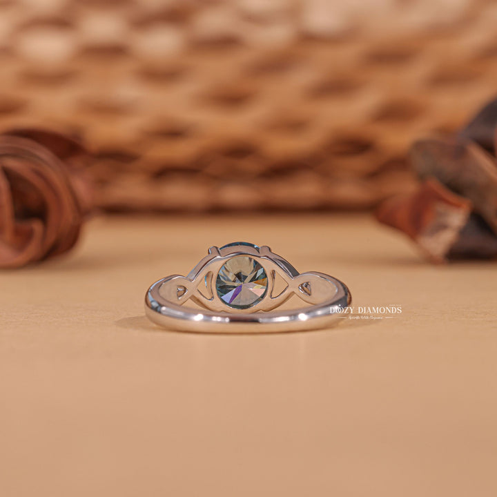 Round exclusive diamond engagement ring, Round engraved diamond engagement ring, Round affordable luxury diamond engagement ring,
