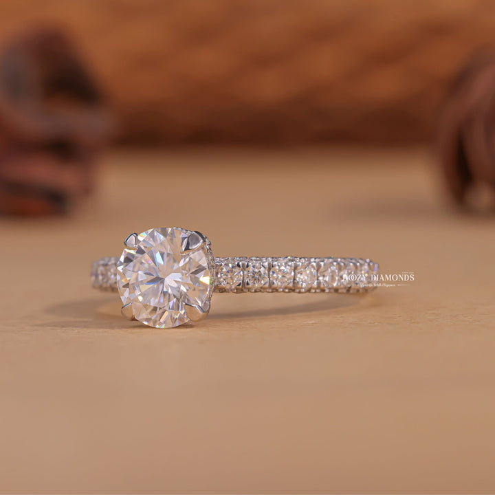 Round designer diamond engagement ring, Round handcrafted diamond engagement ring, Round certified diamond engagement ring, Round vintage diamond engagement ring