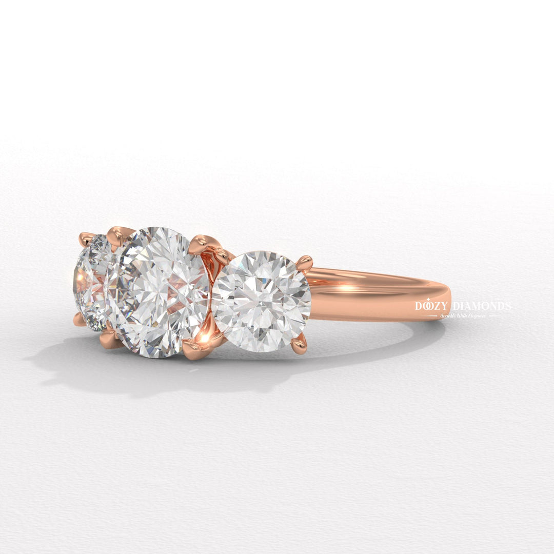 Ethical lab diamond engagement ring
Sustainable three stone diamond ring
14K gold round diamond ring