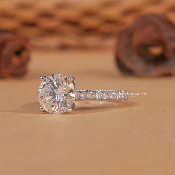 Round elegant engagement ring, Round whimsical engagement ring, Round glamorous engagement ring, Round sophisticated engagement ring, Round trendy engagement ring, 