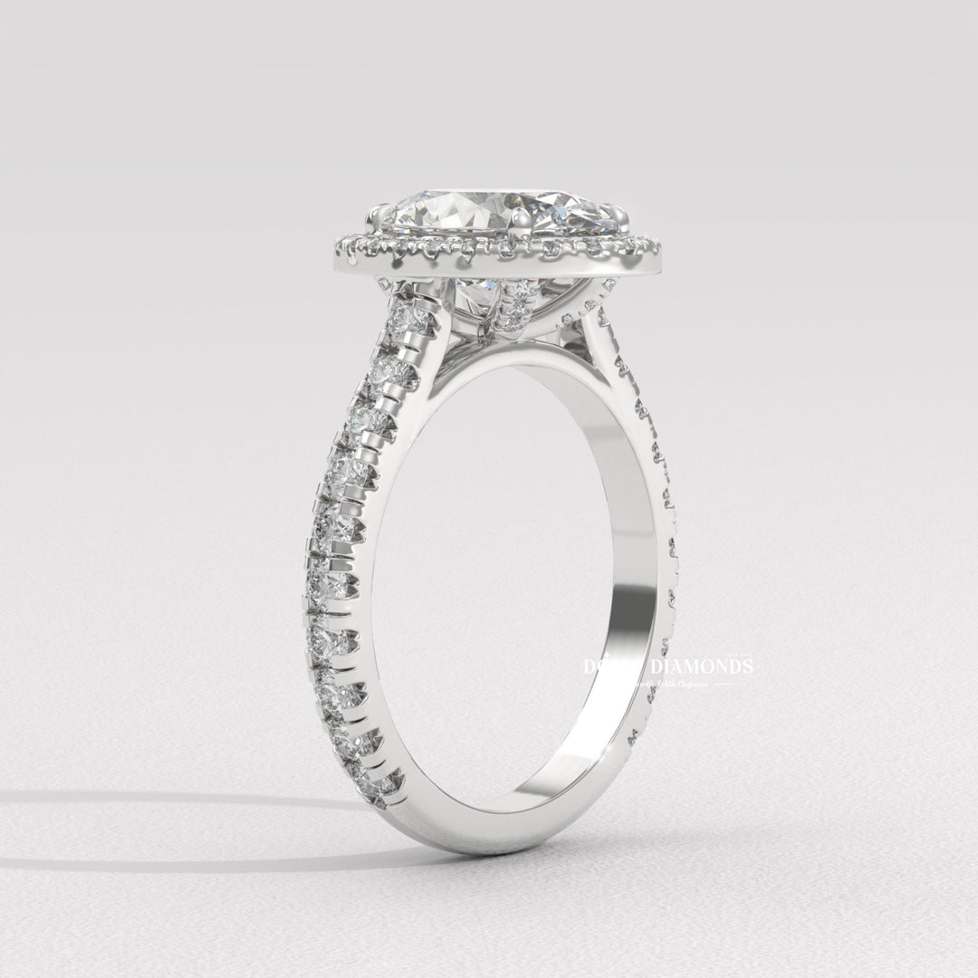 Round personalized engagement ring, Round exclusive engagement ring, Round engraved engagement ring, Round halo diamond engagement ring, Round s
