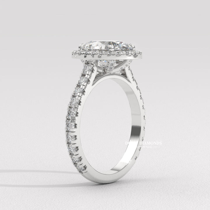 Round personalized engagement ring, Round exclusive engagement ring, Round engraved engagement ring, Round halo diamond engagement ring, Round s