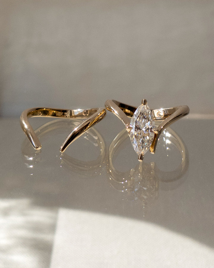 1.50CT Marquise F-VS Lab Grown Eve Wedding Ring with Eve Pave Band