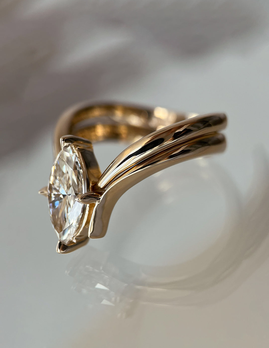 1.50CT Marquise F-VS Lab Grown Eve Wedding Ring with Eve Pave Band