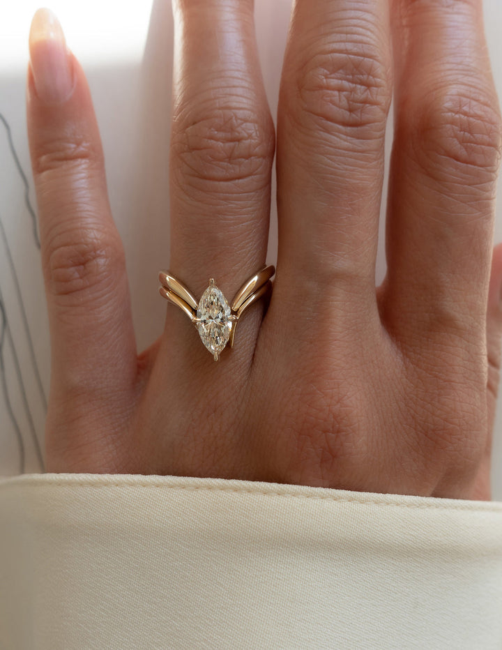 1.50CT Marquise F-VS Lab Grown Eve Wedding Ring with Eve Pave Band