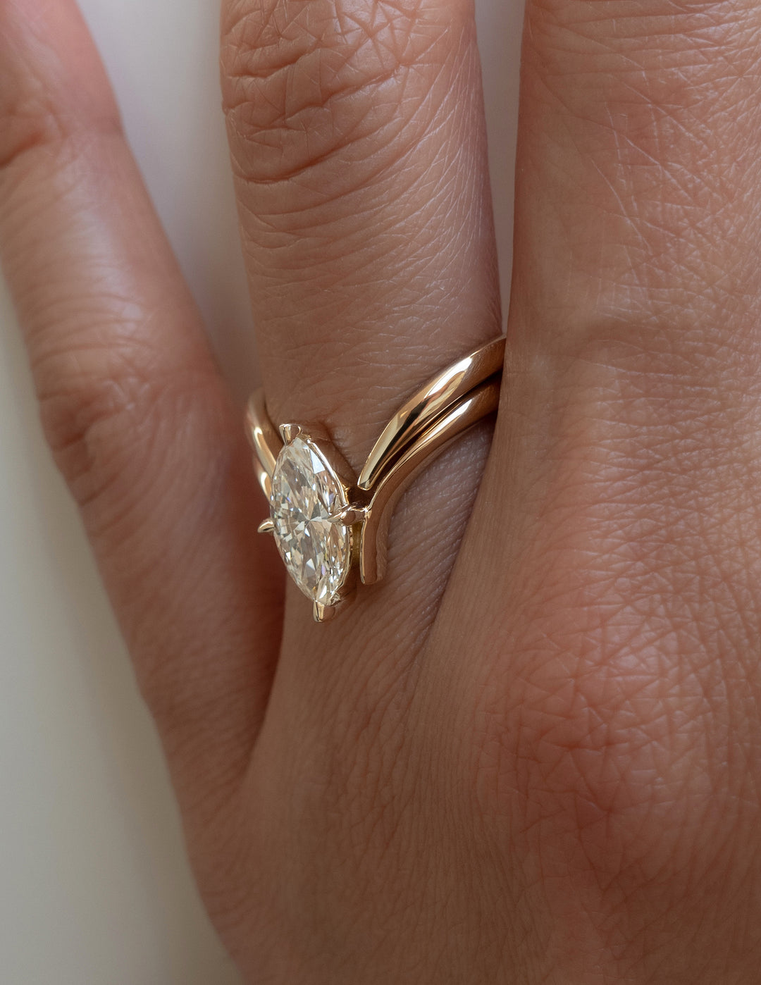 1.50CT Marquise F-VS Lab Grown Eve Wedding Ring with Eve Pave Band