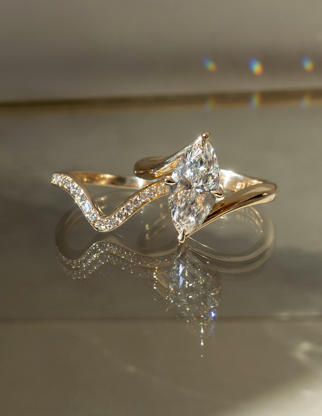 2.0CT Marquise F-VS Lab Grown Unique Wedding Ring with Wrap Pave Band