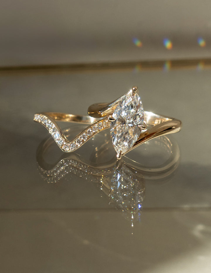 2.0CT Marquise F-VS Lab Grown Unique Wedding Ring with Wrap Pave Band