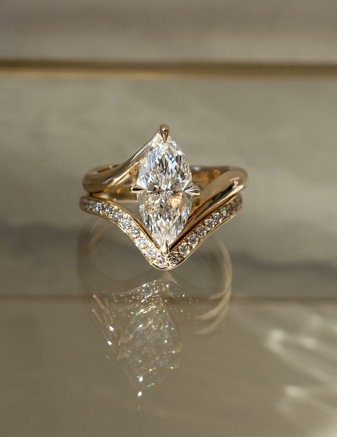 2.0CT Marquise F-VS Lab Grown Unique Wedding Ring with Wrap Pave Band