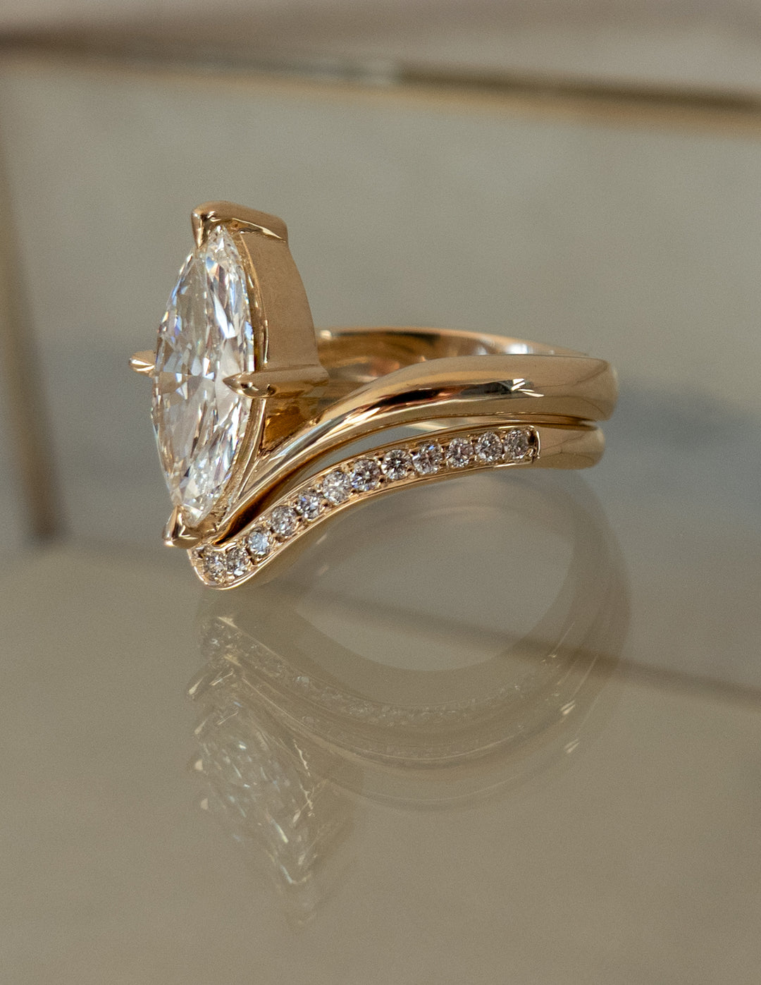 2.0CT Marquise F-VS Lab Grown Unique Wedding Ring with Wrap Pave Band