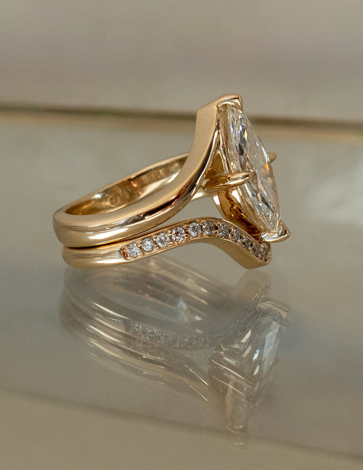 2.0CT Marquise F-VS Lab Grown Unique Wedding Ring with Wrap Pave Band