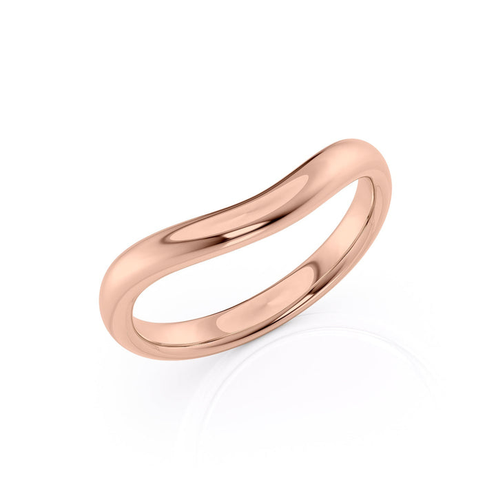 18K|14K Solid Gold Unique U Shape Plain Wedding Band