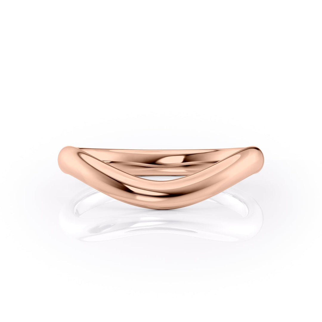 18K|14K Solid Gold Unique U Shape Plain Wedding Band