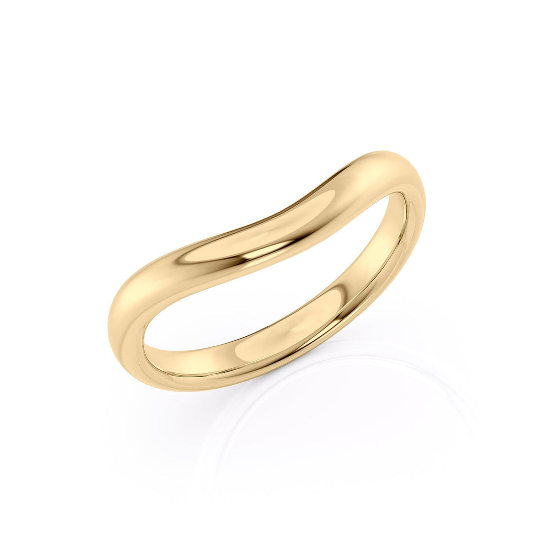 18K|14K Solid Gold Unique U Shape Plain Wedding Band