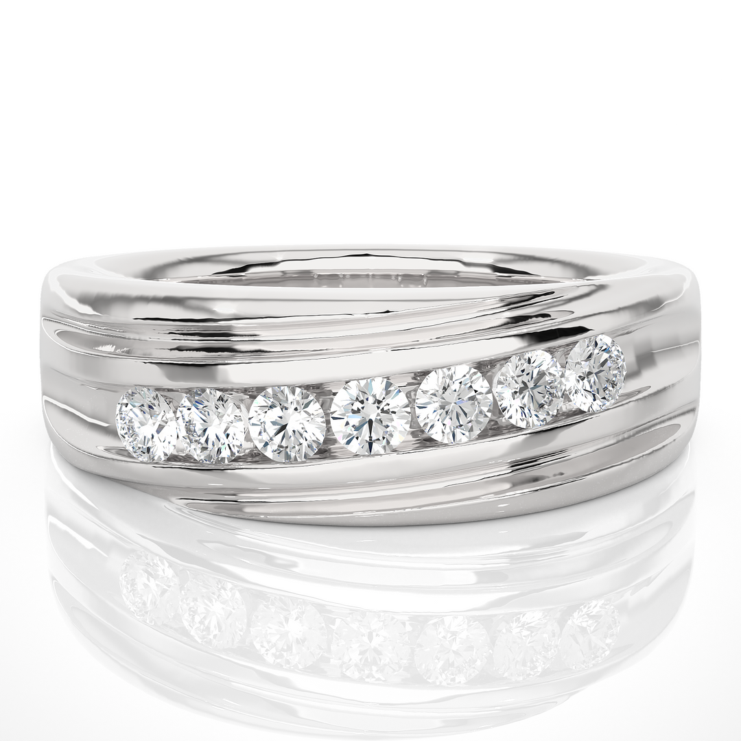 3mm Seven Stone Round Moissanite Men's Wedding Band