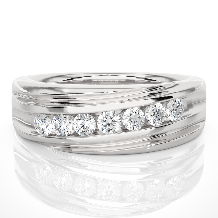 3mm Seven Stone Round Moissanite Men's Wedding Band