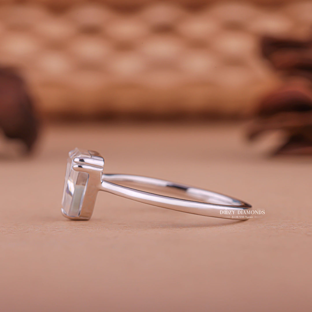 Shield cut moissanite engagement ring, Custom shield cut diamond ring for her, Shield cut solitaire engagement ring, 