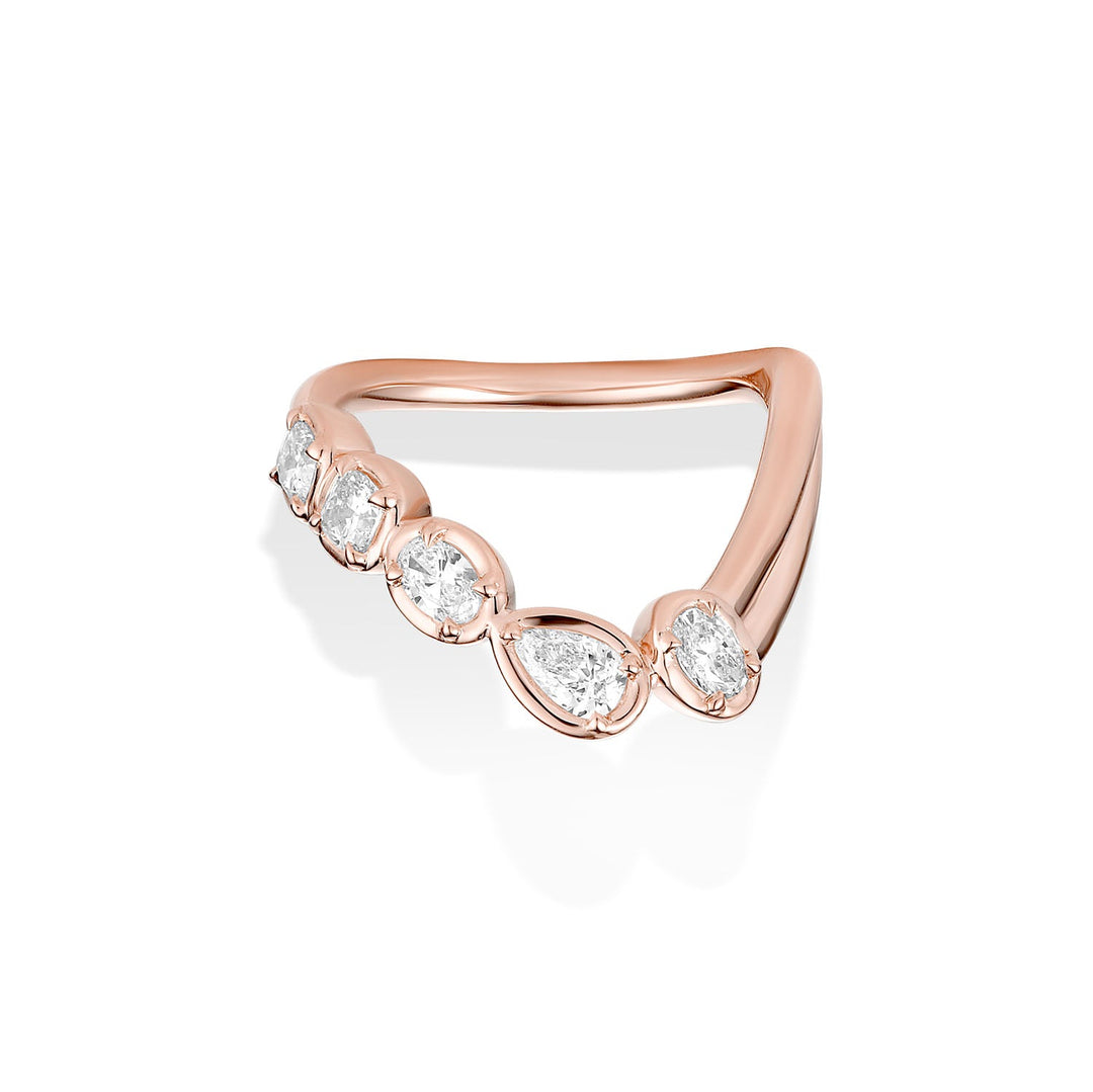 Pears, Oval and Cushion Diamond CVD EF/VVS Unique U Shape Wedding Band