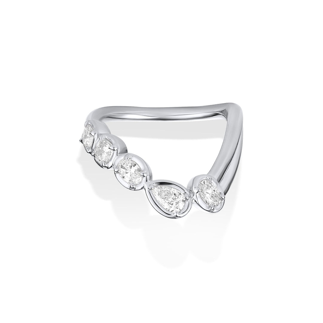 Pears, Oval and Cushion Diamond CVD EF/VVS Unique U Shape Wedding Band