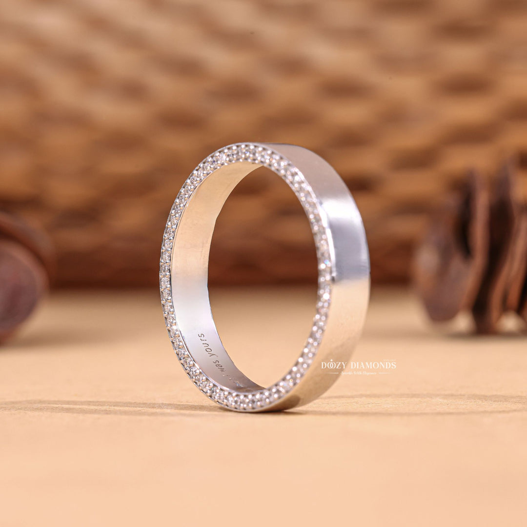 Marquise diamond wedding band, Emerald cut diamond wedding band, Pave diamond wedding band, Channel-set diamond wedding band