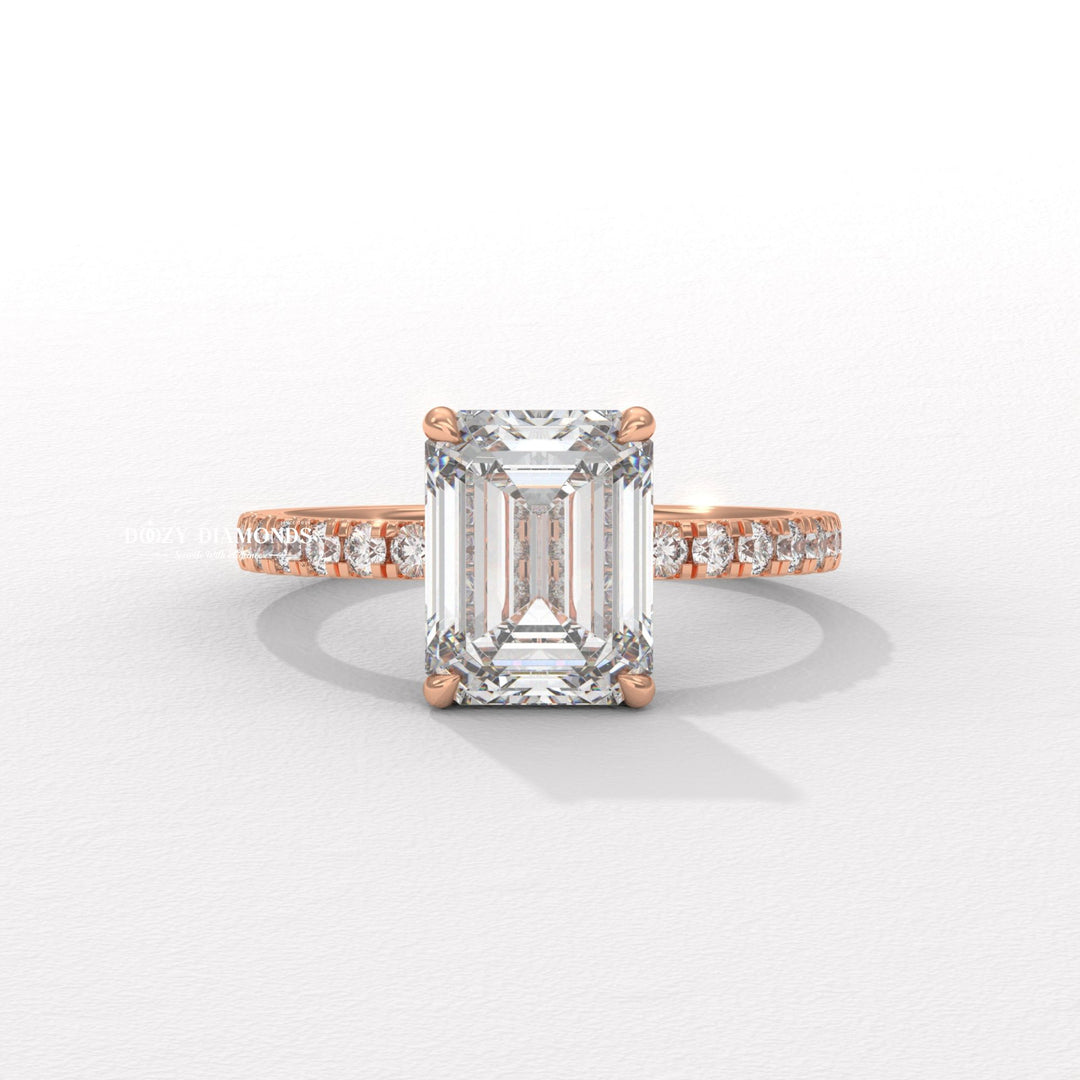 Lab grown diamond hidden halo ring
Solitaire with hidden halo
Diamond engagement ring
Gold band hidden halo