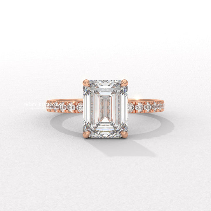 Lab grown diamond hidden halo ring
Solitaire with hidden halo
Diamond engagement ring
Gold band hidden halo