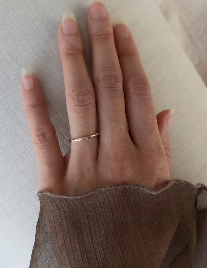 Round Spaced Diamond CVD EF/VVS Flush Wedding Band for Women