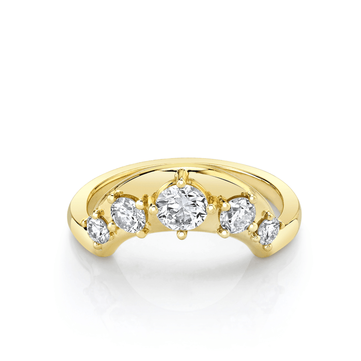 Round Diamond CVD EF/VVS Five Stone Curved Wedding Band